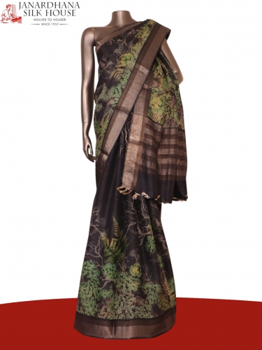 Pure Floral Tussar Silk Saree